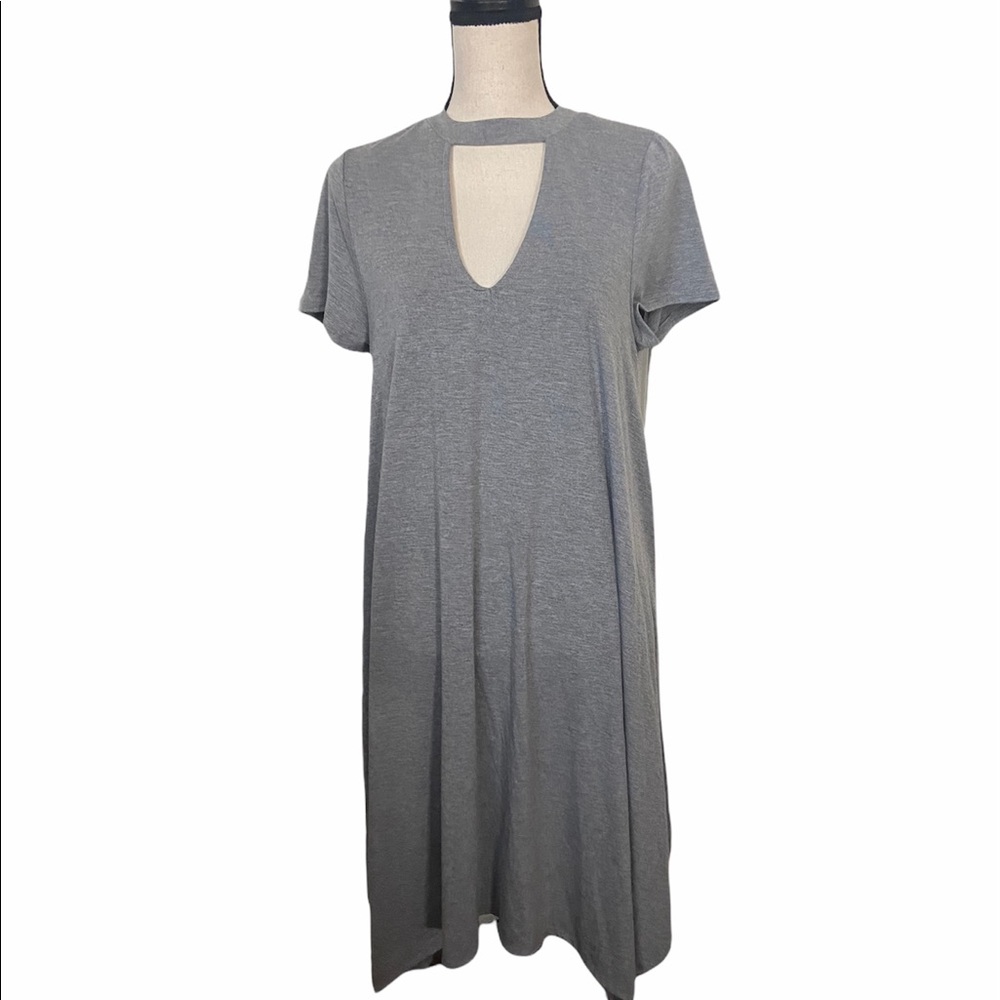 Torrid Grey Cutout Front & Back Detail Size 12 Hem Midi Dress.